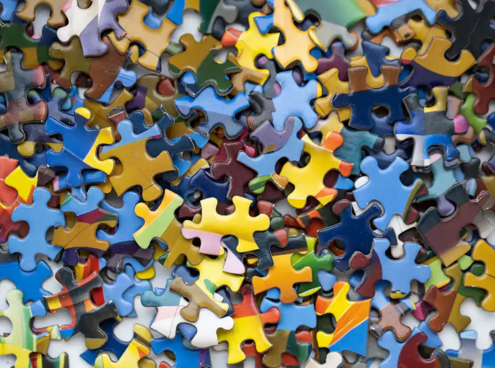 A complex monochrome jigsaw puzzle
